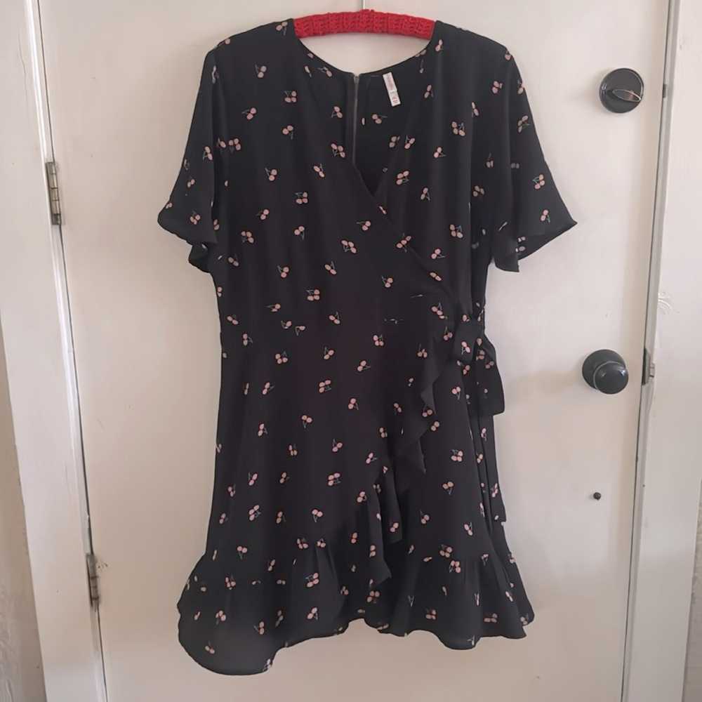 Xhilaration Black Wrap dress w/ cherries